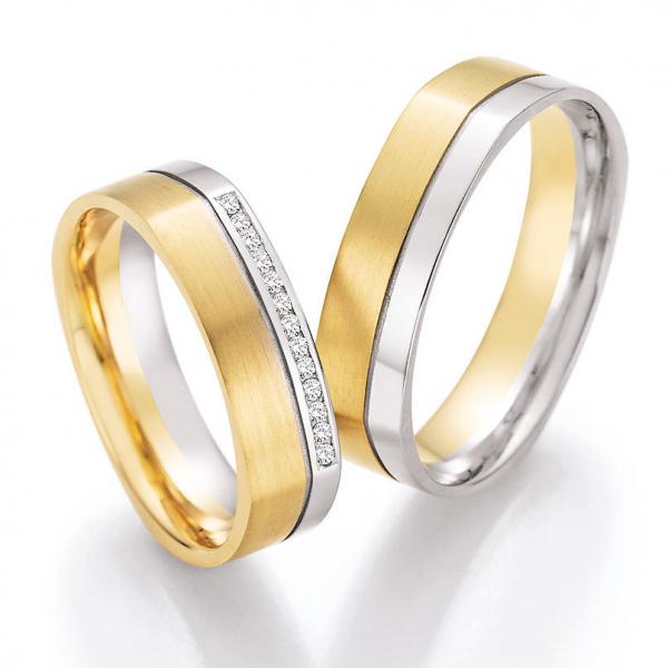 Nowotny-Collection Ruesch Trauringe Weiss-Gelbgold 66/45010-055 + 66/45020-055